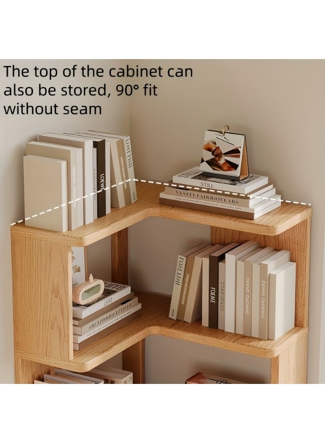 WALALLA 5-Tier Multifunctional Solid Wood Storage Shelf Corner Cabinet, Home Wall Corner Bookcase, Easy-to-Install Multi-Layer Corner Organizer for Living Room, Bedroom, Study, Office Supplies Rack, Utility Racks - Image 3